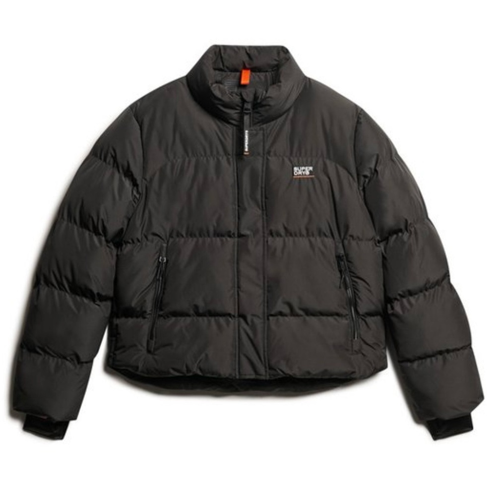 SUPERDRY Black Sports Puffer Cropped Jacket